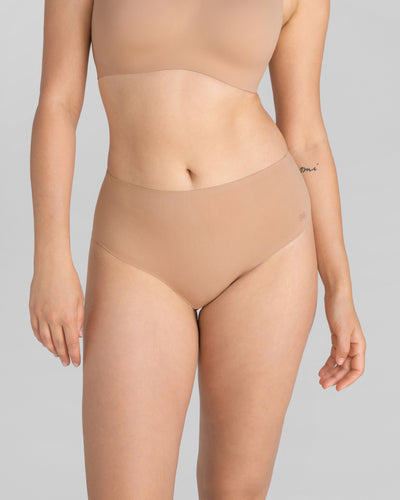 SoftForm Cotton High-Rise Brief shown in Sand