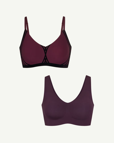 Fall Bra Bundle shown in Fig/Aubergine