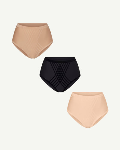 Silhouette Brief 3-Pack shown in Sand / Vamp / Blush