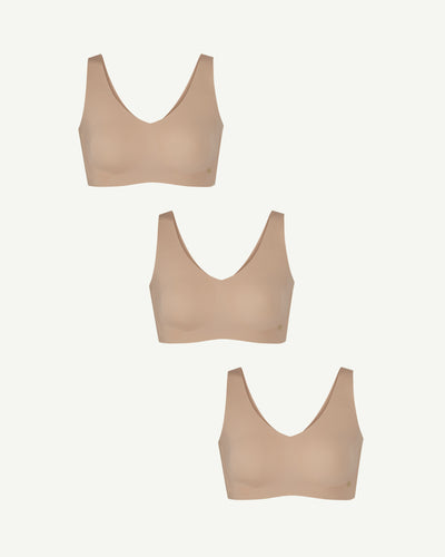 SoftForm Bra Triple Bundle shown in Sand/Sand/Sand