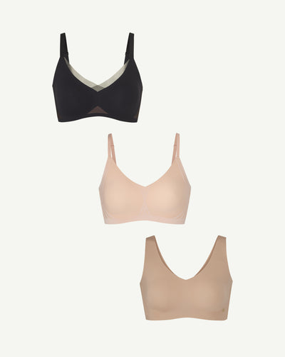 Three Bra Bundle shown in Runway / Blush / Sand