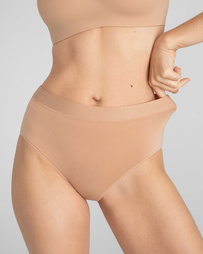 BlissWear High-Rise Brief shown in Sand