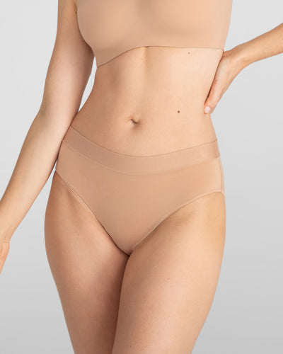 BlissWear Mid-Rise Brief shown in Sand