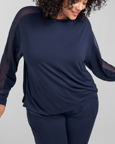 BlissWear Long Sleeve Top shown in Navy